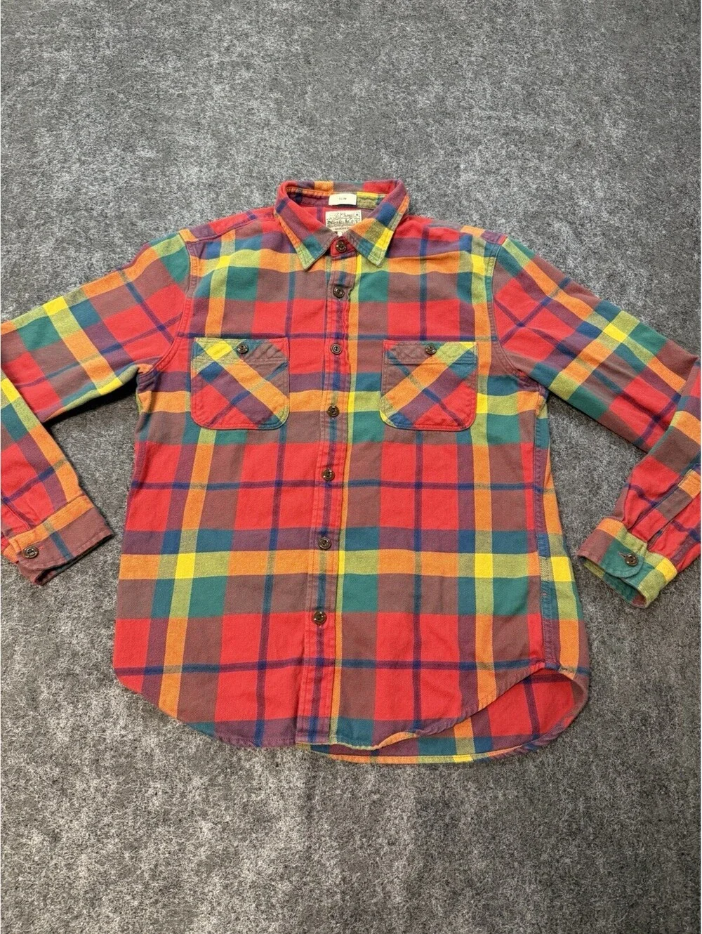 J.Crew Mid-Weight Flannel Shirt Men’s Medium Slim Plaid Button Front Cotton